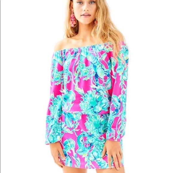 Lilly Pulitzer Dresses & Skirts - Lilly Pulitzer Lana Skort Romper Razberry Lobsters In Love